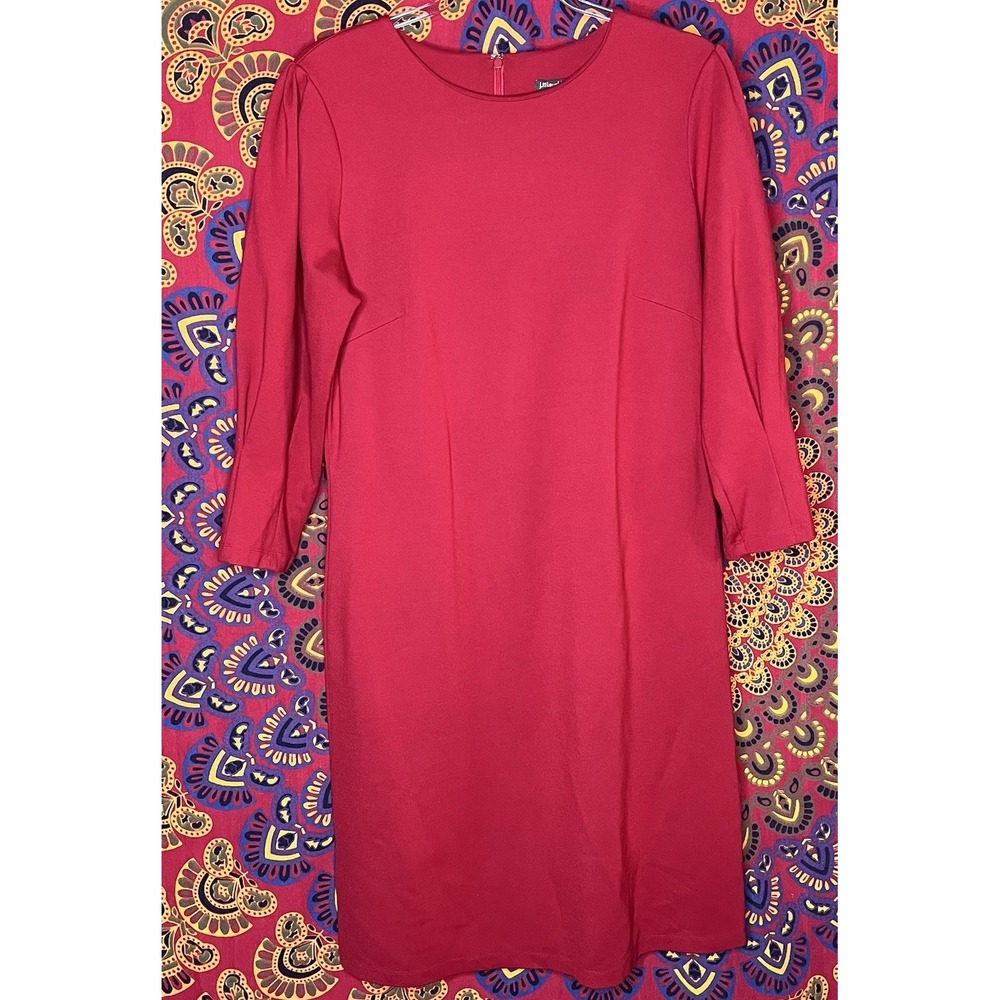 J‎ Mclaughlin Red Size Large Knee Length Long Sleeve Dress Soft Thick Zippered